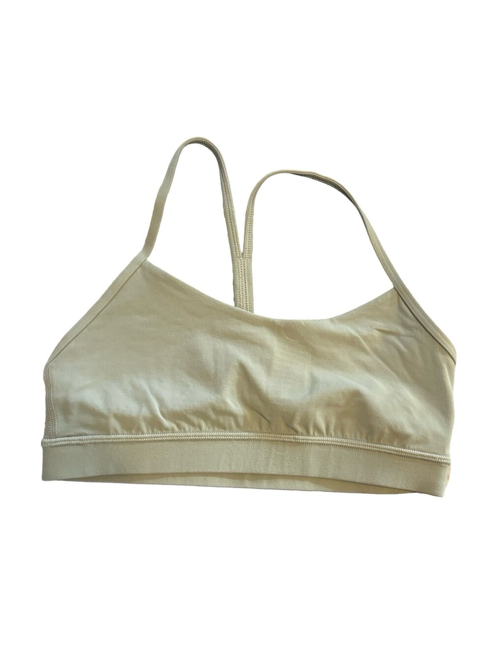 Lululemon Sports Bra Womens Size 4 Beige Flow Y Racerback Light Support Athletic